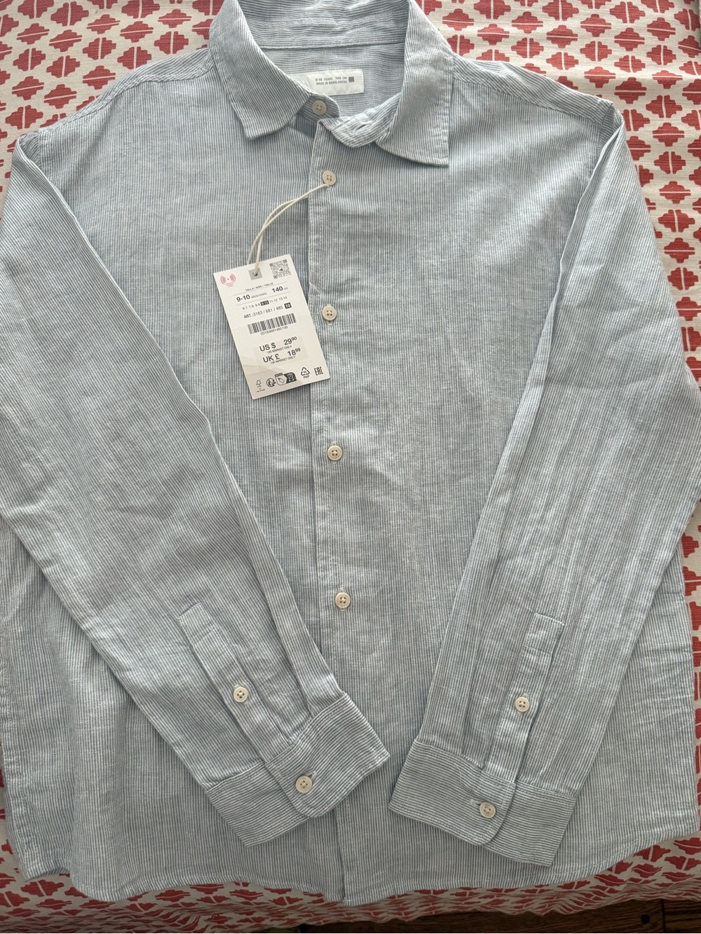 Zara Light Blue Striped Boys Button-Up Shirt